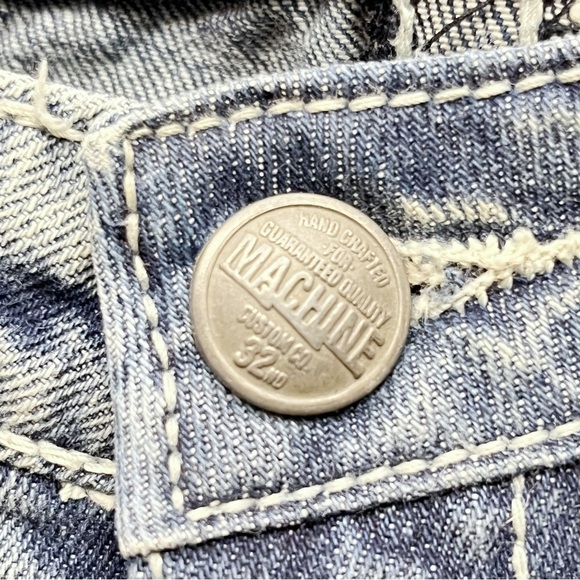 Vintage Machine Distressed Flag Patchwork Straight Leg Jeans Men’s 32 X 34 - Picture 7 of 16